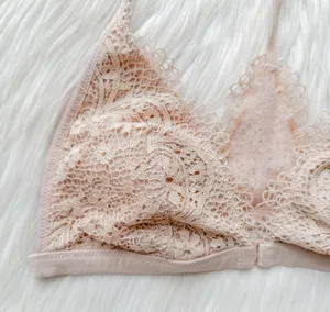 Victoria's Secret light dusty pink / ivory lace bralette thumbnail 3
