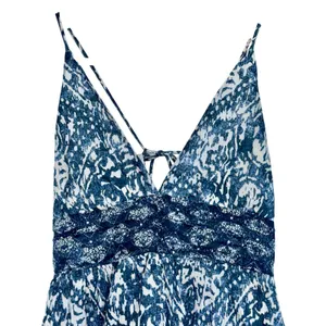 Abercrombie & Fitch Blue White Abstract Tiered Sleeveless Maxi Dress Womens Sz M thumbnail 6
