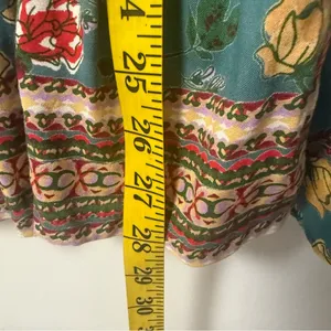 Lola P Tunic Top Womens L Floral Babydoll Peasant Boho Blouse Tassel Tie Tiered thumbnail 9