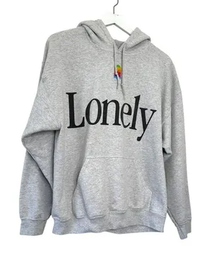 Lonely Ghost The Apple Gray Hoodie Sweatshirt Size Large thumbnail 1