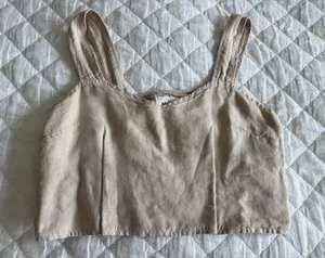 Mate the label Linen coco Crop Top in Beige, xs Tan thumbnail 1