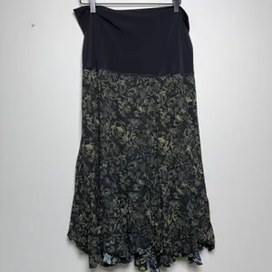 VTG 90s Women Whimsigoth Reversible Skirt XL Black Green Floral Paisley Fairy thumbnail 7