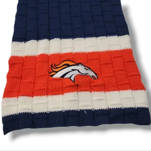 Broncos Scarf NFL Denver Broncos Football Team Logo Winter Knit Scarf Embroidery thumbnail 2