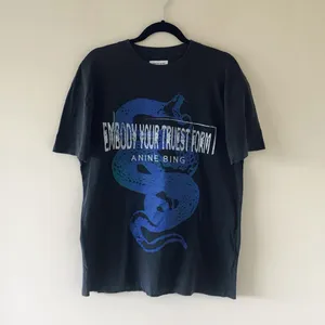 Anine Bing Walker Viper Blue Snake Tee in Washed Black, Size Medium thumbnail 6