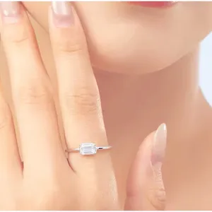 NEW Emerald‎ Cut 5A CZ Ring | Rhodium 925 Sterling Silver, 6 thumbnail 3