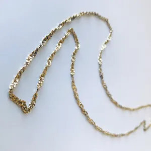 Sterling Silver Gold Tone Twist Chain Necklace, 925 LIRM thumbnail 1