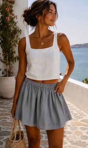 Free People Free-est Collection Mini Skirt 100% Cotton Gray Boho Beach Prairie thumbnail 1