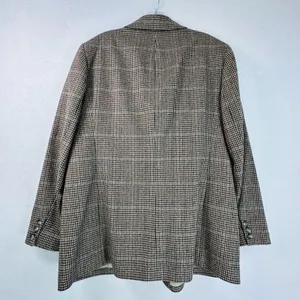 Lands End Womens 16 Wool Cashmere Houndstooth Blazer Brown Academia Equestrian thumbnail 2