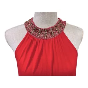 Forever 21 Halter NeckSleeveless Shirt Lg Red Top Blouse Dressy Embellished thumbnail 6