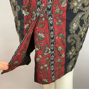 Vintage Dress 80s Pencil Petal Hip‎ Skirt Layer Striped Floral Women Retro Black thumbnail 9