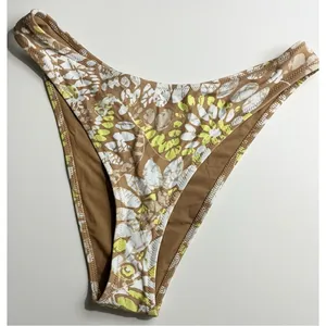 Aerie • NWT Tan Yellow White Pattern Cheekiest High Rise Floral Bikini Bottom thumbnail 5