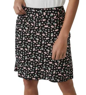 Free People New ​IRL Floral Print Slip Skirt Black Pink Combo Size 8 thumbnail 1