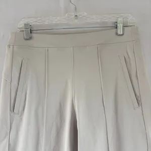 Athleta Womens light Gray Pintuck Straight Leg Zipper Pocket Casual Pants Size M thumbnail 6