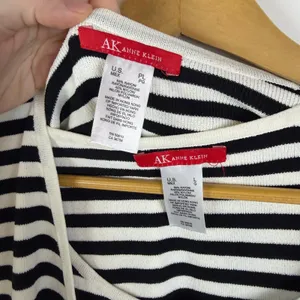 AK Anne Klein Striped Knit Cardigan Sweater Tank Top Set Size L/PL Mod Layering‎ thumbnail 4