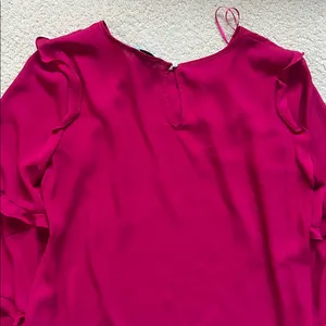 CeCe Vibrant Fuchsia Ruffle Blouse thumbnail 5