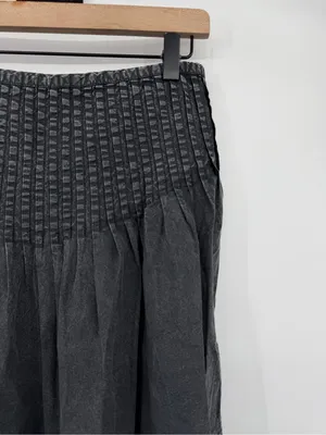 Free People Peyton Pintuck Midi Skirt 4 Washed Black Pleated Cotton $128 thumbnail 6