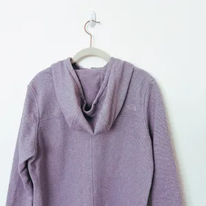 [The North Face] Purple Knit Stitch Fleece Hoodie Snap Button Mock Neck Sz Large thumbnail 6
