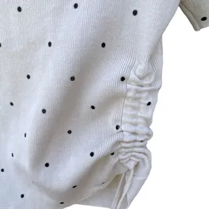 Klesis size S cropped ruched sides knit top polka dot thumbnail 3