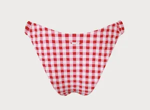 BERLOOK Red Plaid Ruched Bikini Bottom ONLY 42 Size XS thumbnail 8