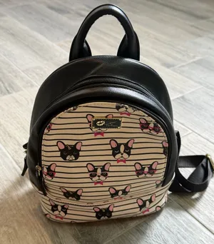 Betsey Johnson Purse Backpack Frenchy French Bulldog Striped Pattern thumbnail 1