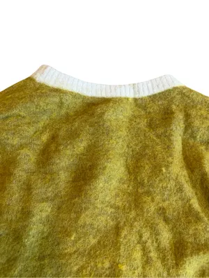 Free People Serendipity V-Neck Fuzzy Sweater Unique Green Boxy Cropped Sz Large thumbnail 9