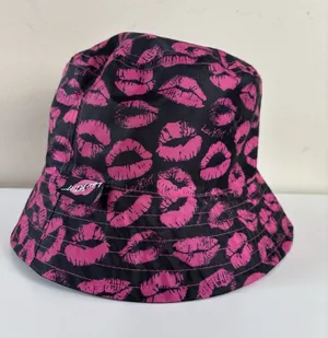 Betsey Johnson Luv Hot Pink Lipstick Reversible Bucket Hat thumbnail 1