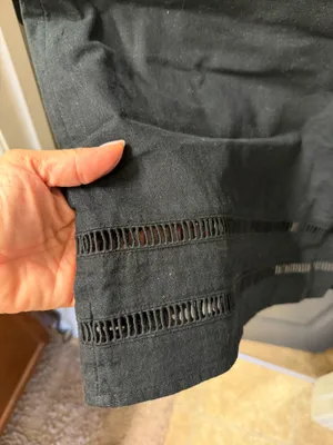 Abercrombie Black Linen Midi Dress L thumbnail 5