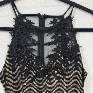Nikibiki Lace‎ Chevron Mini Dress Womens Small Black Tan Halter High Neck D22947 thumbnail 8