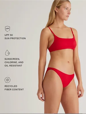 Quince Italian Low-Rise Bikini Bottom | Cherry Red | Large thumbnail 2