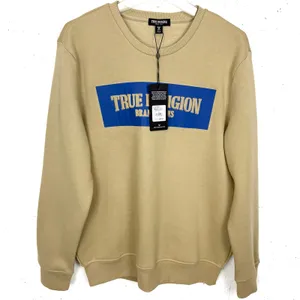 True Religion Embossed Arch Logo Sweatshirt Beige Soft Fleece Lined Size Medium thumbnail 3