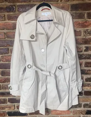 Via Spiga Vintage Beige Khaki Cotton Belted Trench Coat Jacket Women's Large thumbnail 1
