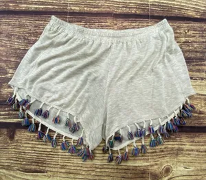 Lazy Sunday Womens Cozy Cream Elastic Waist Cozy Lounge Booty Shorts Small thumbnail 1