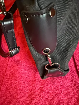 Black Canvas Tote with Dual Handles and Shoulder Strap thumbnail 3