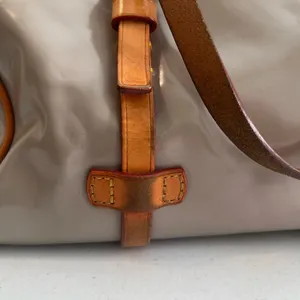 Dooney & Bourke Patent Leather Barrel Satchel in Taupe/Putty gray Vachetta Trim thumbnail 6