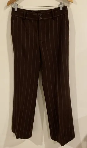 Lauren Ralph Lauren Polo Womens Brown Tan Pinstripe Wool Pants sz 4 Classic thumbnail 1