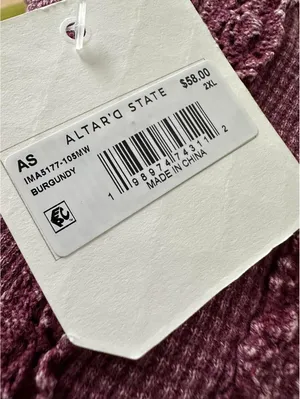 Altar'd State Vada Thermal Lace Crop Top NWT Burgundy 2XL thumbnail 6