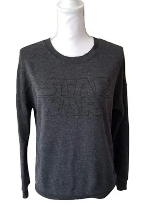 Star Wars Dark Heather Gray Medium Sweatshirt Crewneck Long Sleeve Pullover For thumbnail 1