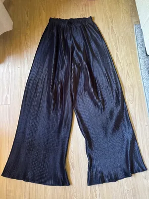 Wide Leg Pleated Pants in Black thumbnail 1
