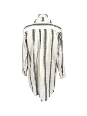 Dylan Boho Coastal Nomad Stripe Tunic Top Beach Cover-up White Black Size Medium thumbnail 6