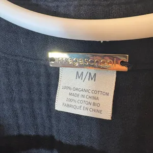 Magaschoni‎ Black Organic Cotton Gauze Short Sleeve Relaxed Top Size Medium thumbnail 2