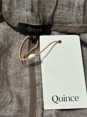 Quince NWT Women’s Size M Taupe Brown Chambray European Linen Straight Leg Pants thumbnail 9
