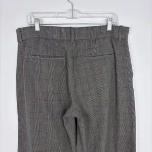 American Eagle Poppy Trouser Wide Leg Grey Plaid Academia Career Pant Size 12 thumbnail 7