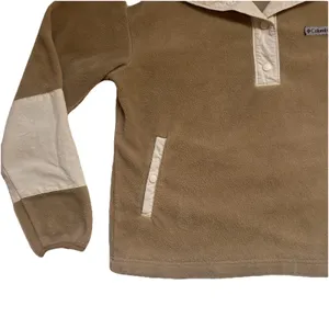 Columbia Women's L Tan‎ Cream Benton Springs Cropped Fleece Pullover 1/4 Button thumbnail 2