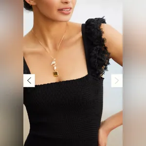 NWT Peixoto Belle Black Smocked Lace Mini Dress Anthropologie M thumbnail 5