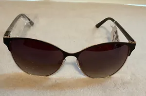 Tahari Black Frame Sunglasses with Brown Gradient Lenses thumbnail 1