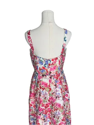 Bardot x Revolve - NWT Floral Corset Midi Dress Linen Blend Boned Bodice Sz L thumbnail 7