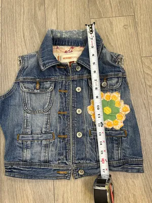 Mossimo Denim Denim Vest Patchwork Floral Distressed M Button Front thumbnail 4