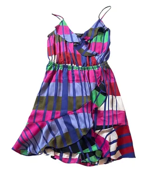 EXPRESS NWT Colorful Ruffle Small Tank Summer‎ Mini Dress Elastic Waist thumbnail 1