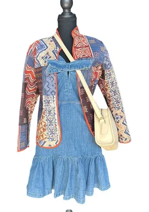 Quilted Kimono Boho Festival Babe Lightweight Spring Jacket Size M thumbnail 1