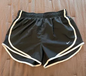 Nike Dark Gray Athletic Running Shorts with White Trim thumbnail 1